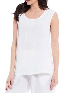 Bryn Walker White Scoop Neck Sleeveless A-Line Tank